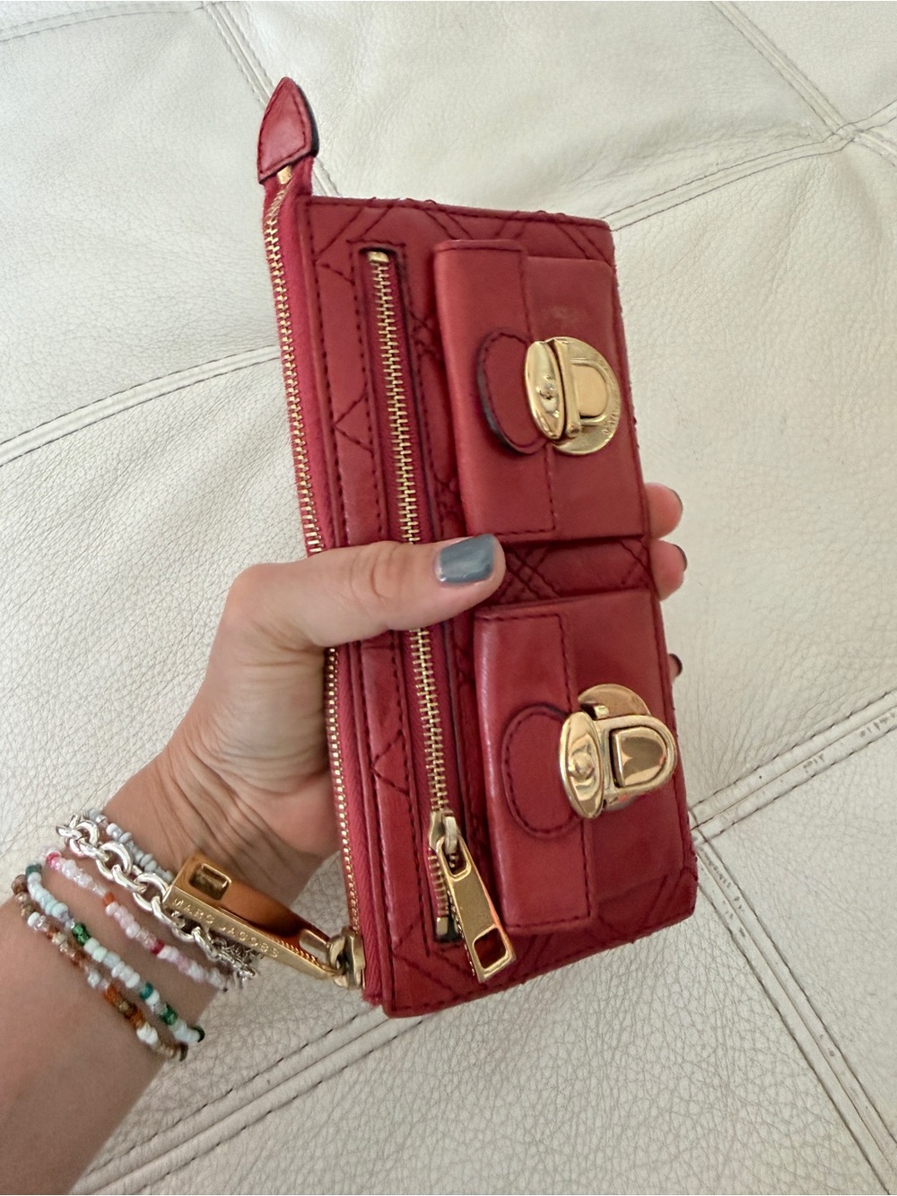 Marc Jacobs Quilted Rose Pink Wristlet Wallet with Gold Hardware - Picture 3 of 14